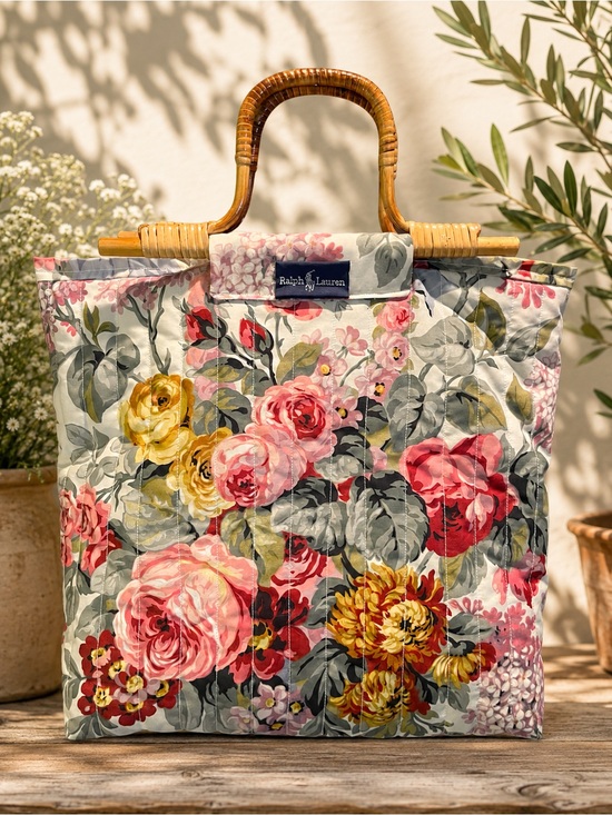 Ralph Lauren Handbags - Ralph Lauren Quilted Floral Tote in Pink, Yellow & Green. Handcrafted in Texas!